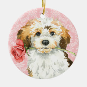 Ornement Rond En Céramique Valentine Havanese rose