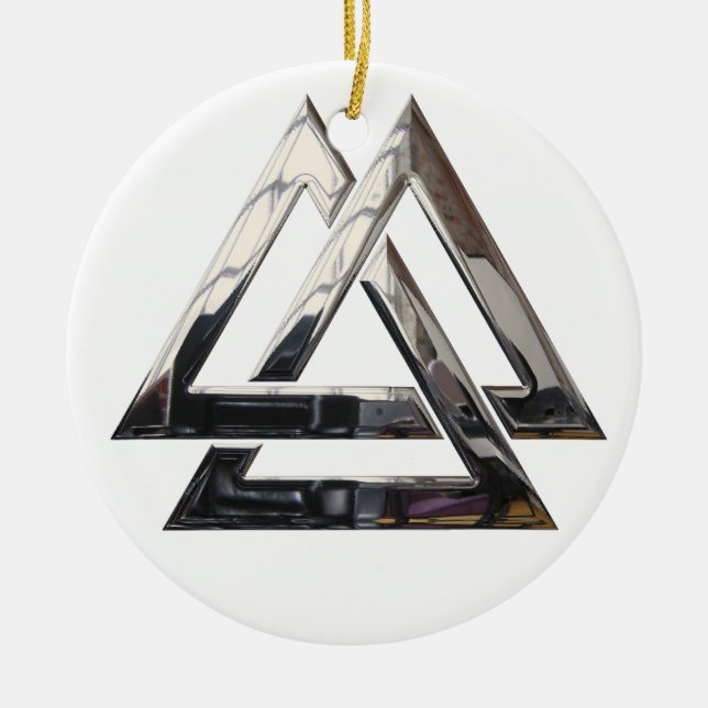 Ornement Rond En Céramique Valknut - argent (Devant)
