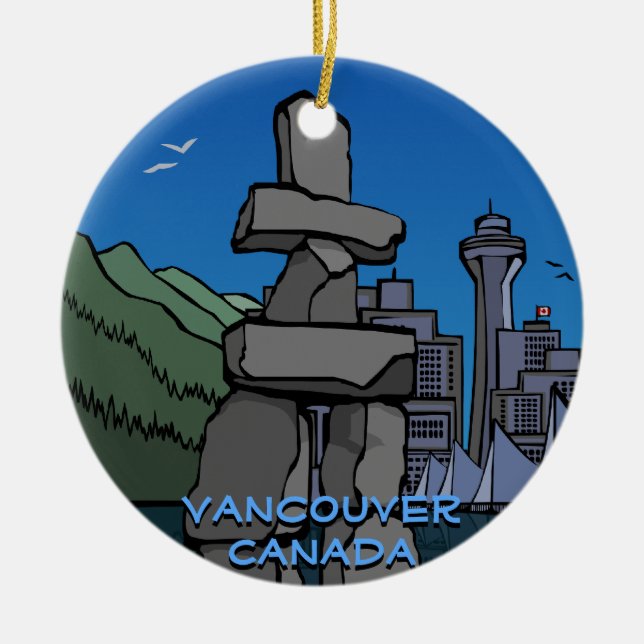 Ornement Rond En Céramique Vancouver Canada Orament Vancouver Souvenirs (Devant)