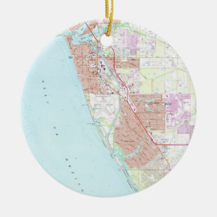 Ornement Rond En Céramique Venise la Floride Map (1973)