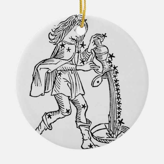 Ornement Rond En Céramique Verseau (le transporteur d'eau) une illustration (Devant)