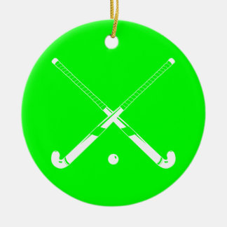 Ornement Rond En Céramique Vert de l'ornement w/Name d'hockey de champ