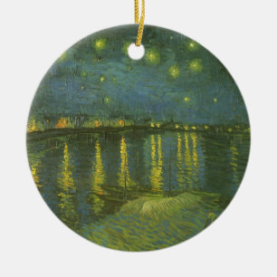 Ornement Rond En Céramique Vincent van Gogh - Nuit étoilée sur le Rhône