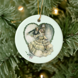 Ornement Rond En Céramique Vintage Harrison Fisher, mariée de Noël et mariée