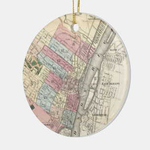 Ornement Rond En Céramique Vintage Map of Albany NY (1874)