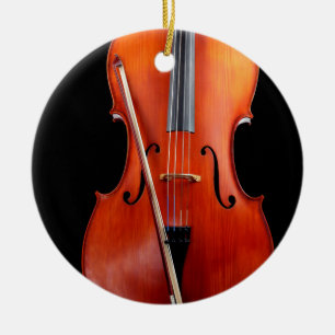 Ornement Rond En Céramique Violoncelle classique sur le noir