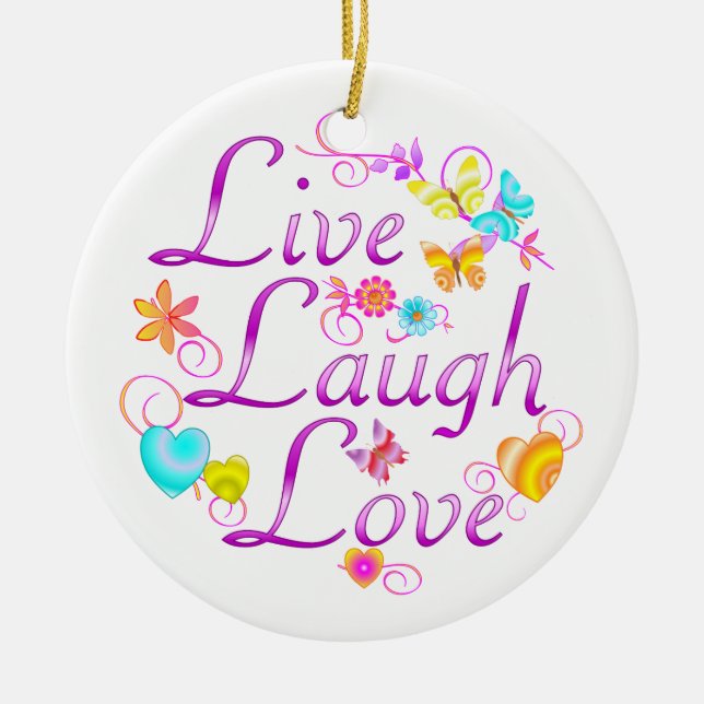 Ornement Rond En Céramique Vivent l'amour de rire (Devant)