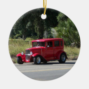 Ornement Rond En Céramique Voiture antique