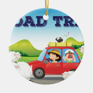 Ornement Rond En Céramique Voyage par la route