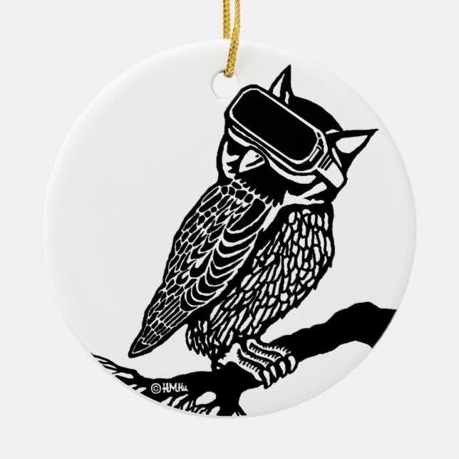 Ornement Rond En Céramique VR Owl (Devant)