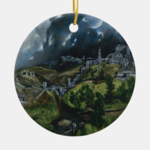 Ornement Rond En Céramique Vue de Toledo par El Greco