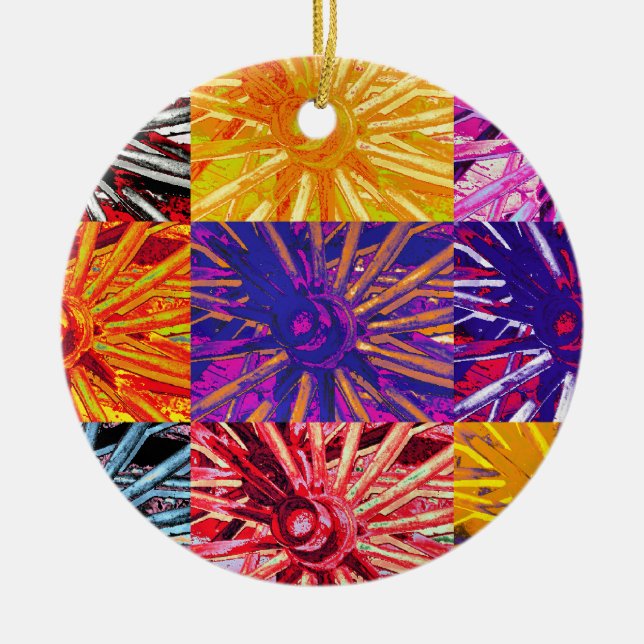 ORNEMENT ROND EN CÉRAMIQUE WAGON WHEEL (Devant)