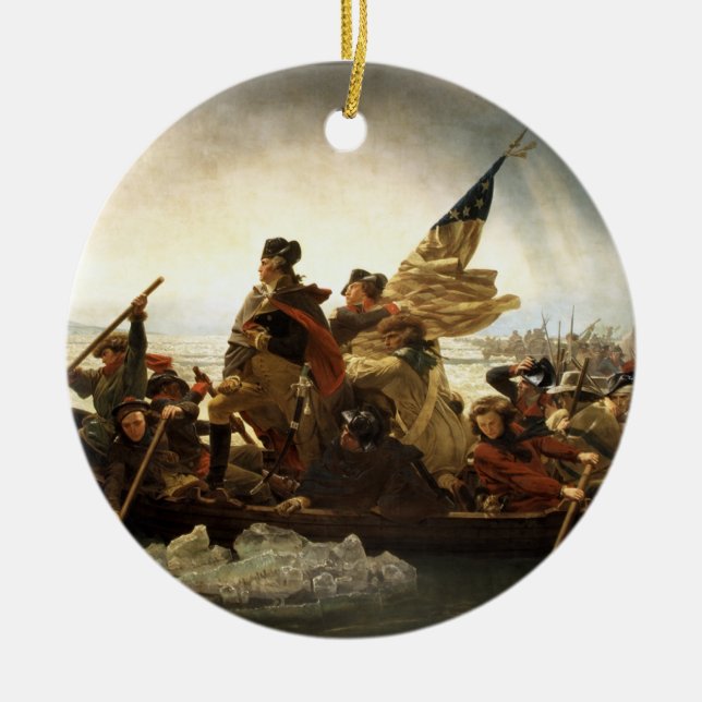 Ornement Rond En Céramique Washington croisant le Delaware - 1851 (Devant)