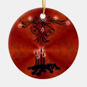 Ornement Rond En Céramique Weihnachts Ornamente mit Sterne auf blau