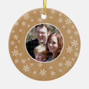 Ornement Rond En Céramique Whimsical Snowflakes Photo Ornament