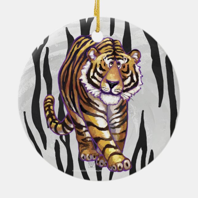 Ornement Rond En Céramique Wild Me Tiger noir et blanc (Dos)