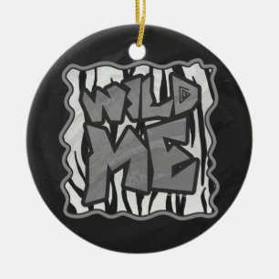 Ornement Rond En Céramique Wild Me Tiger noir et blanc