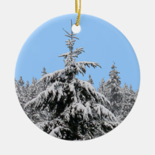 Ornement Rond En Céramique Winter Landscape Ornament  Snow Trees Decorations