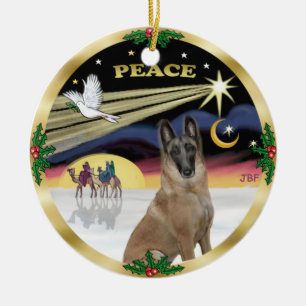 Ornement Rond En Céramique Xmas Dove - Malinois belge