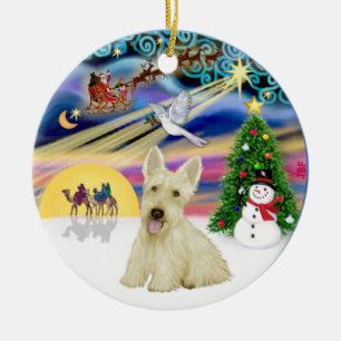 Ornement Rond En Céramique Xmas Magic - Scottish Terrier (Wheaten)