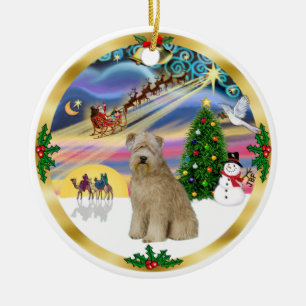 Ornement Rond En Céramique Xmas Magic Wheaten Terrier 8