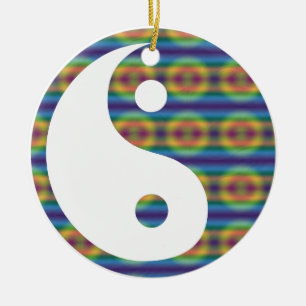 Ornement Rond En Céramique Yin coloré abstrait Yang