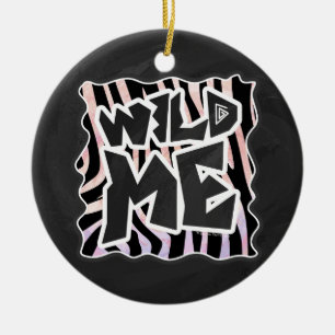 Ornement Rond En Céramique Zebra Black and Pink Wild me