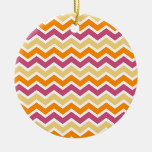 Ornement Rond En Céramique Zigzag tribal vibrant