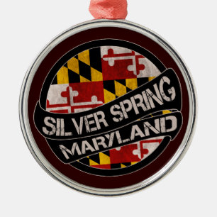 Ornement rond grunge de drapeau de Silver Spring