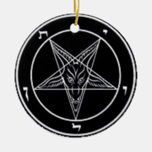 Ornement rond noir et blanc de Baphomet
