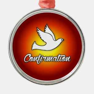 Ornement rond Premium, Confirmation, Dove, Rouge