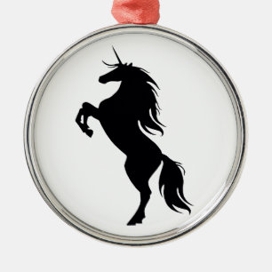 Ornement rond Silhouette Unicorne Noire