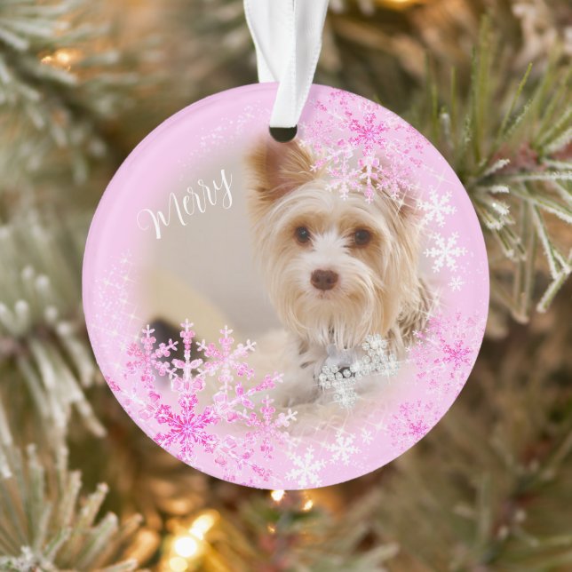 Ornement rose de Noël de chien de compagnie (Arbre)