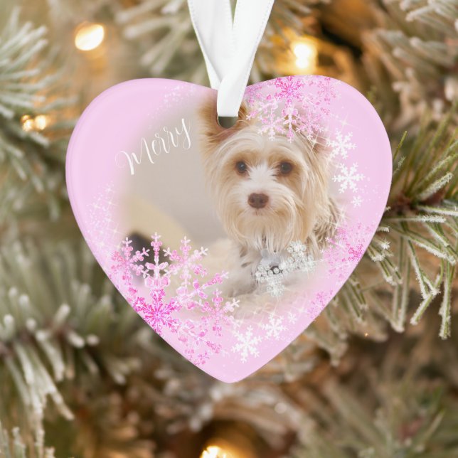 Ornement rose de Noël de chien de compagnie (Arbre)