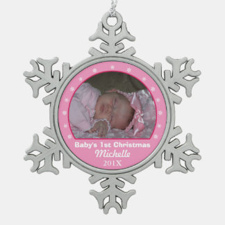 Ornement rose de photo de flocon de neige