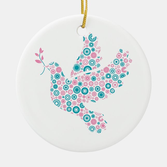 Ornement rose et turquoise de DOVE/RIBBON (Devant)