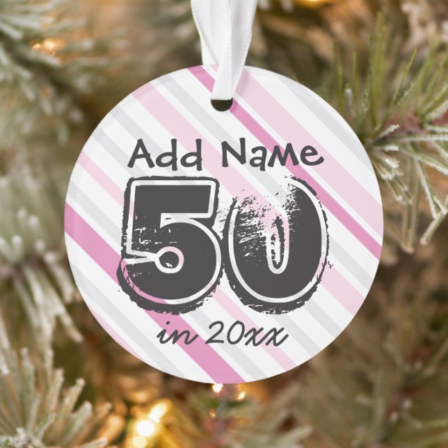 Ornement rose personnalisé 50e anniversaire (Arbre)