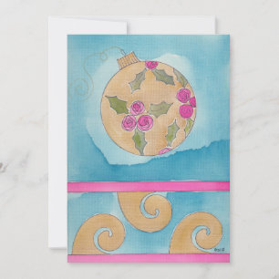 Ornement Rose Rose & Holly - Carte de Noël Plate