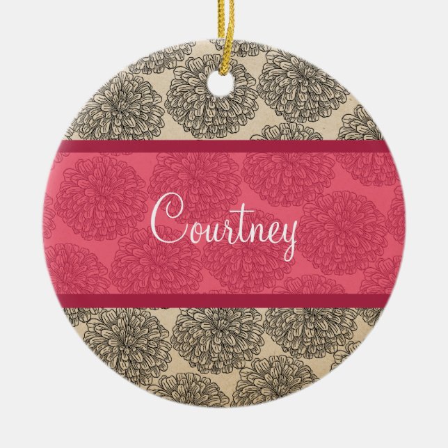 Ornement rose Vintage Zinnia (Devant)