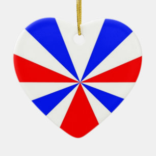 Ornement rouge blanc et bleu coeur