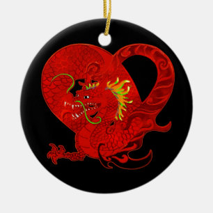 Ornement rouge de Noël de dragon