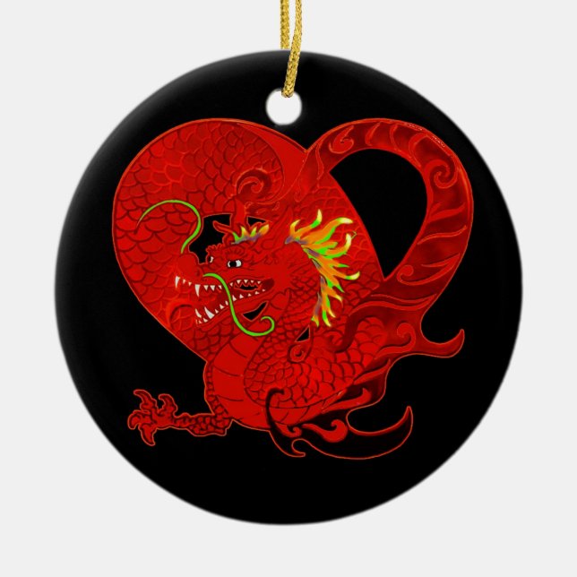 Ornement rouge de Noël de dragon (Devant)