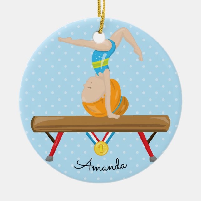 Ornement rouge de Noël de gymnastique de gymnaste (Devant)