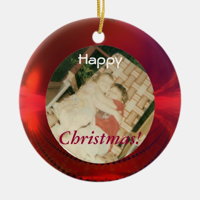 Ornement rouge de photo (Devant)