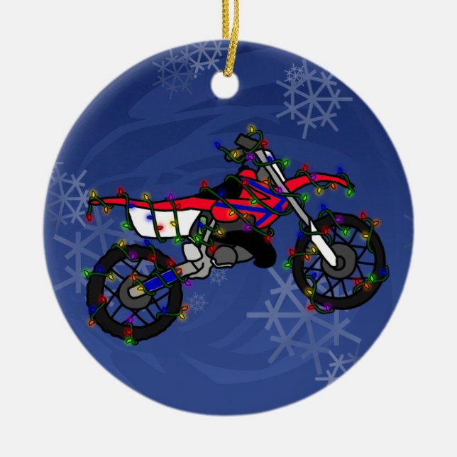Ornement rouge de vélo de saleté de Noël (Devant)