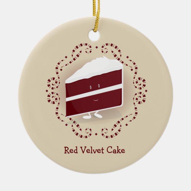 Ornement rouge du gâteau | de velours (Devant)