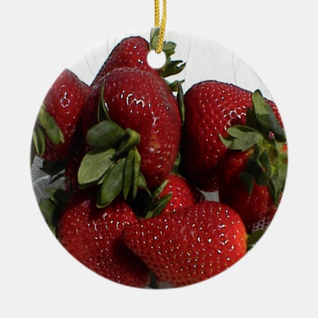 Ornement rouge lumineux de fraise (Devant)