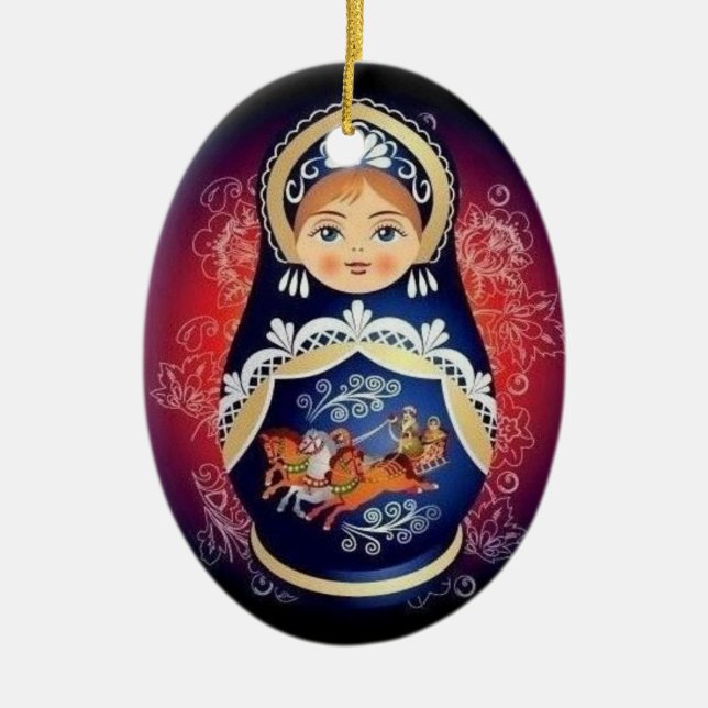 Ornement russe de Noël de Babushka de poupée (Devant)