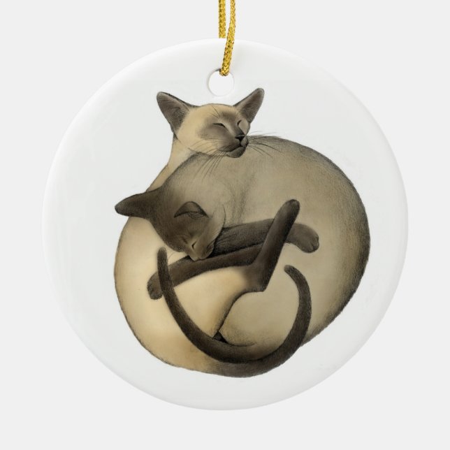Ornement siamois de chats d'amour (Devant)