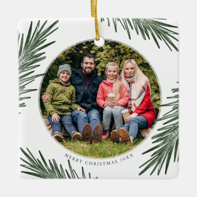 Ornement simple de Noël de brins de pin (Devant)